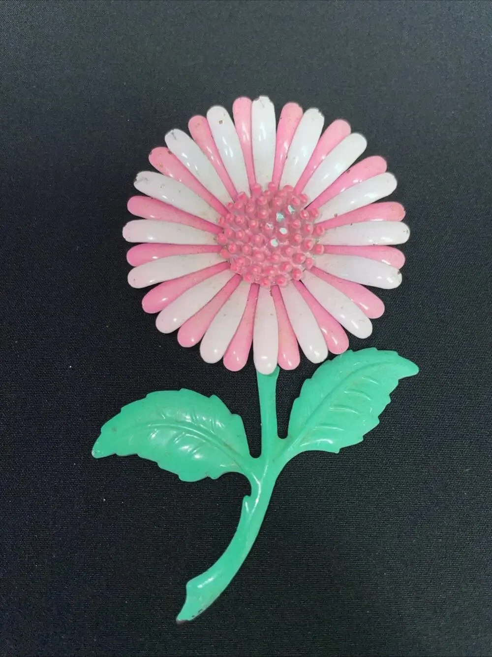 Vintage 2 Shades Of Pink Enamel Brooch